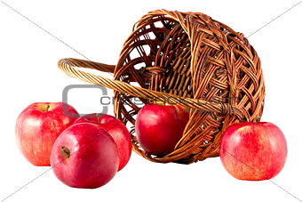 sweet red fruit ripe apples in the basket