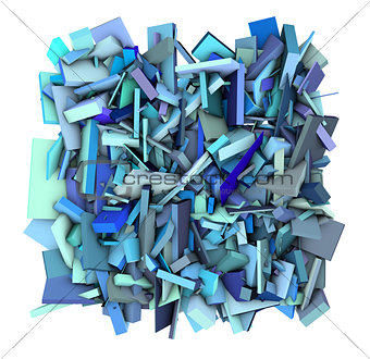 3d blue abstract shape fragmented backdrop
