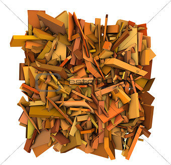 3d shape fragmented pattern orange backdrop 