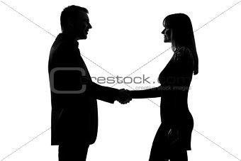 one couple man and woman handshake