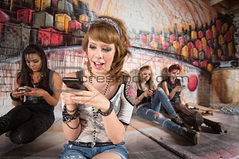 Happy Girl Texting