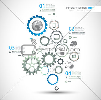 Infographic design template with gear chain