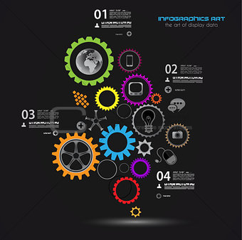 Infographic design template with gear chain.