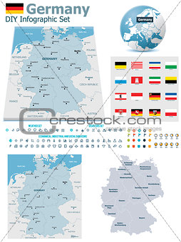 Federal Republic of Germany maps with markers