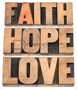faith, hope and love typography