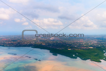 Aerial view of Denpasar on Bali 