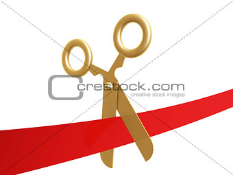 golden scissors and ribbon