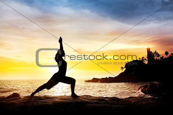 Yoga near lighthouse