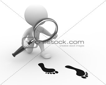 Magnifying glass and footprint 