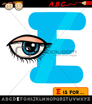 letter e with eye cartoon illustration