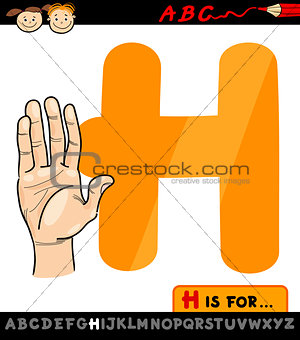 letter h with hand cartoon illustration