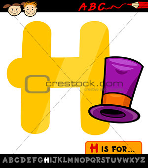 letter h with hat cartoon illustration