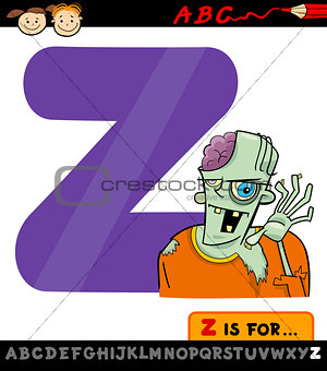 letter z for zombie cartoon illustration