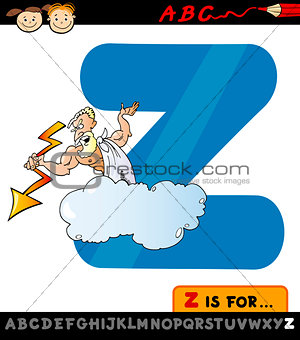 letter z with zeus cartoon illustration