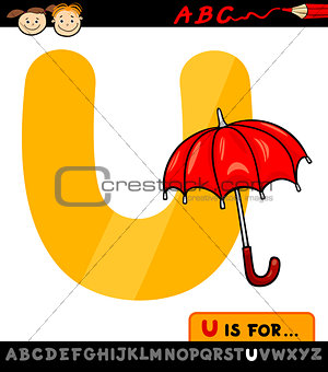 letter u with umbrella cartoon illustration