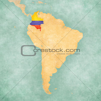 Map of South America - Colombia (Vintage Series)