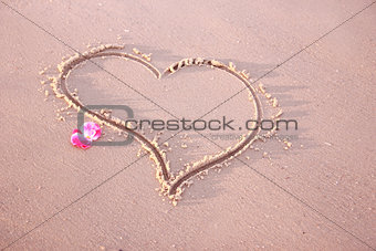 heart in the sand on the beach
