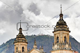 Cathedral of Bogota with Monserrate