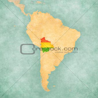 Map of South America - Bolivia (Vintage Series)