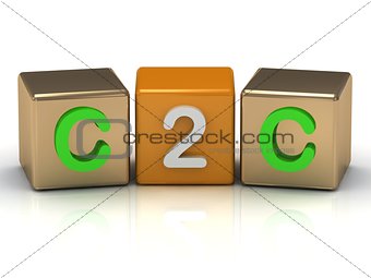 C2C Client to Client symbol on gold and orange cubes 