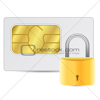 Sim card with golden lock