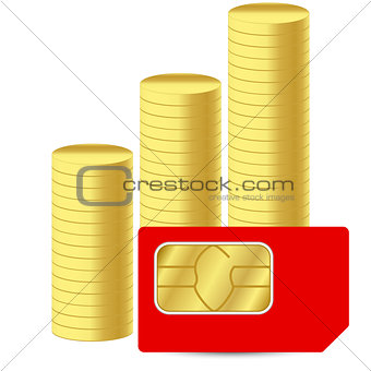 Sim card with coins.