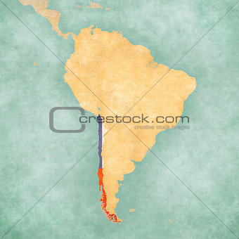Map of South America - Chile (Vintage Series)