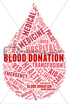 Blood donation pictogram with red wordings