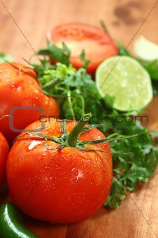 Tomatoes on a Rustic Wood Plank