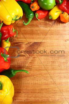 Border of Healthy Various Peppers