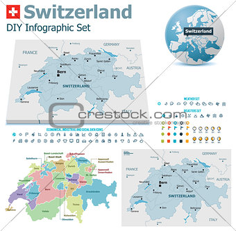 Switzerland maps with markers