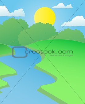 Landscape river in summer
