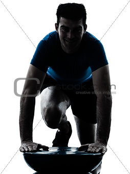 man exercising bosu push ups workout fitness posture