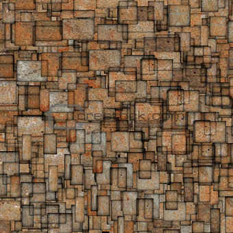grunge mosaic tile fragmented backdrop in orange