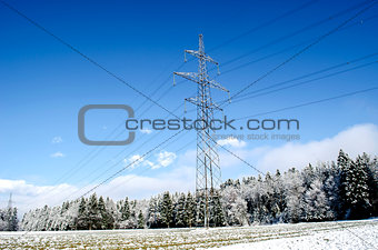 Electric tower in winter