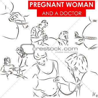 Pregnant woman and a doctor