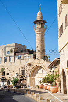 street with minaret in tel aviv israel