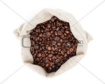 sack bag full of roasted coffee beans