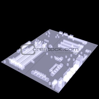 Motherboard. X-Ray render