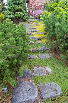 Natural Stone Steps to Frontyard Garden