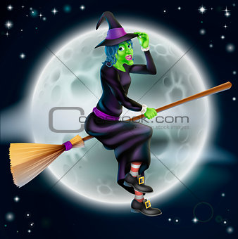 Witch Flying in Front of the Moon