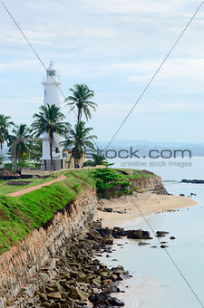 White lighthouse in Galle, Sri Lanka