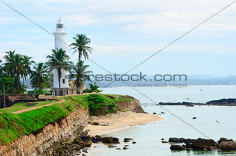 White lighthouse in Galle, Sri Lanka