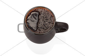 Black ceramic cup isolated on white background