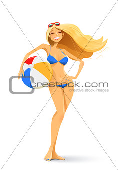 girl in bikini with ball