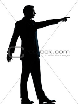 one business man pointing  silhouette