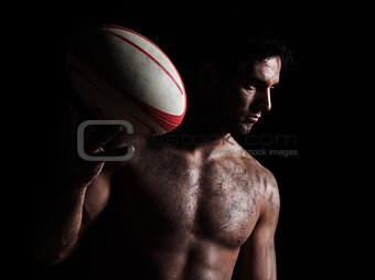sexy topless rugby man portrait
