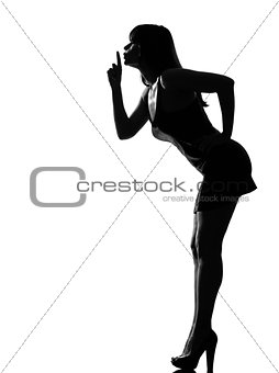 stylish silhouette woman hushing silence