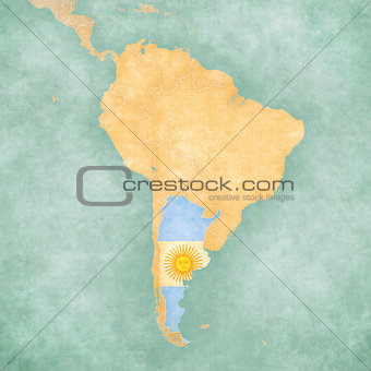 Map of South America - Argentina (Vintage Series)