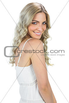 Sensual blond woman smiling